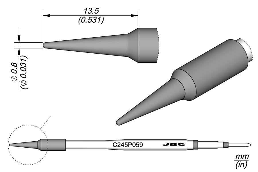 C245P059 - Plastic Thermal Hole Punch Cartridge Ø 0.8